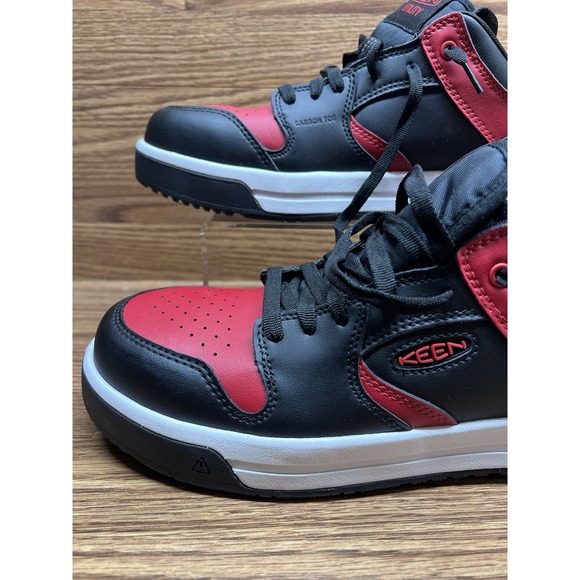 KEEN Utility Overton Work Shoes Carbon Toe Mens Size 11.5d EE Low Black/Red - Picture 2 of 11